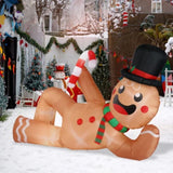 9.8 FT Lighted Christmas Inflatable Decoration, Large Inflatable Lying Gingerbread Man, Funny Blow 99519960