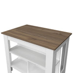 ZUN Aztec Kitchen Island in Melamine with Open Storage, Mahogany/White B128P237142