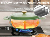 Cast iron 5QT cooking pot - Gradient green - includes two silicone gloves - Enamel pot 72386138