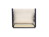 27" Height, Cream Grey Woven Cane Plastic Backrest Bar Stool - Foam-Padded Fabric Seat & Durable N780P237930B
