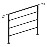 Handrails for Outdoor Steps, Wrought Iron Handrail Fits 1 to 4 Steps, Transitional Handrail with 72072019