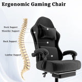 Ergonomic Gaming Chair, Video Game Chair with Massage Lumbar Support and Footrest, Height Adjustable 95655292