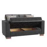 PrimeNest ZenAero Collection Upholstered Convertible Loveseat with Storage, Black-PU B030P281754