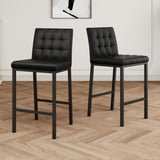 ZUN Modern design High stool Metal legs Kitchen Restaurant Black pu bar chair, black spray painted chair W210P192594