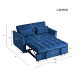 3 in 1 Convertible Sleeper Sofa Bed, Modern Pull Out Couch Bed, Adjustable Backrest, Velvet Loveseat W2121P218083