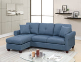 Blue Color Glossy Polyfiber Tufted Cushion Couch Sectional Sofa Chaise Living Room Furniture B01149070