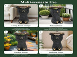 Black Bear Side Table Pedestal End Table Stool, MGO Bear Statue Hand Painted Sculpture for Home, 60767327