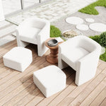 ZUN Accent chair white sofa chair one set, modern living room side chair, single sofa chair, footstool W1727P240730