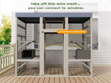 Gray Wooden Catio Outdoor Pet Enclosure with Waterproof Top, Spacious and Secure Cat House & Small W773P362350
