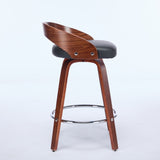 Bar Stools Set of 2, Swivel Bar Height Stools with Low Back, Wood Bar Chairs with Soft Cushion Seat, W1143P173431