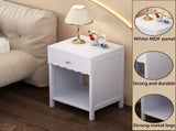 Modern Nightstand with Drawer and Open Shelf,Scalloped Edge Bedside Table for Bedroom, Cute 09977389