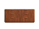 6 Drawers Dresser,55" Wide Modern Chest of Drawers Curved wave Design, Dresser TV Stand, Wood Drawer W1820P324616
