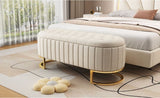 Elegant Upholstered Velvet Storage Ottoman with Button-Tufted,Storage Bench with Metal Legs for N733P208522A
