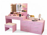 9-Drawer 2-Shelf 3-Desktop Storage Dressing Table Set Dressing table with 3-Color Light Bulbs 73540138