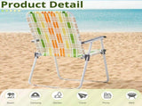 Set of 2 Webbed Folding Beach Chairs, Outdoor Patio Lawn Foldable Chairs for Camping Fishing Yard 92562874