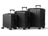 ABS Trolley Case 20in 24in 28in 3PCS Suitcase Set Vertical Striped Frosted Case Suitcase Black 70818180