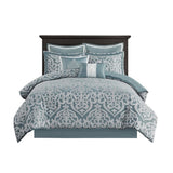 8 Piece Jacquard Comforter Set Aqua/Silver Cal King B035128884