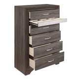 ZUN Gray Finish 1pc Chest of Drawers Faux Crystals Pulls Silver Glitter Hidden Drawers Wooden Modern B011P183396