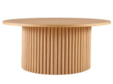 Oak Wood Veneer Tabletop 27.56 Inch Round Coffee Table, Farmhouse Circle Coffee Table MDF Table-top W1164P225845