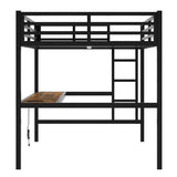 Metal Full Size Loft Bed with Power Outlet and LED Lighted, Space-Saving, Noise Reduced, Black W1580P251091