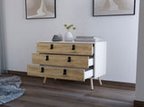 White and Macadamia 3-Drawer Dresser B062P175198