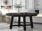 Farmhouse Round Extendable Dining Table with 16" Leaf Wood Kitchen Table 39854216