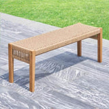 Mauricio Golden Oak Acacia Wood Mixed Strapped Rattan Garden Bench B093121192