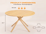 37.4 Inch Round Dining Table for 4-6 People, Cross X Metal Leg Kitchen Dinner Table with Adjustable 70685521