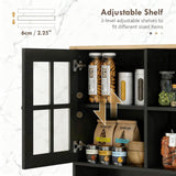 Freestanding Cabinet,Kitchen Pantry Storage Cabinet,Large Countertop, Glass Doors and Adjustable T3971P416309