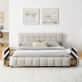 Queen Size Upholstered Bed ,comfortable upholstered bed frame, Chenille fabric, with headboard and W487P235287
