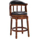 Seat height 26'' Cow top Leather Wooden Bar Stools, 360 Degree Swivel Bar Height Chair with Backs 67931903