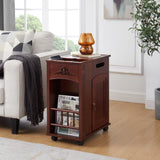 Powered Traditional End Table with Charging Station, Narrow Side Table with USB Ports and Outlets, W1693P227261
