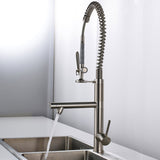 Kitchen Faucet with Pull Down Sprayer Brushed Nickel Stainless Steel Single Handle Kitchen Sink W1932124165