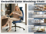 Blue Color Blocking Office Chair with 2D Adjustable Headrest, Ergonomic High-Back Desk Chair 330 lbs 26628182