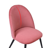 ZUN Pink Velvet Dining Chairs with Black Metal Legs, Set of 4 Chairs W1516P183849