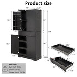 72"H Kitchen Pantry Cabinet with 3 Keyboard Drawers, Freestanding Bathroom Cabinet with 6 Door W2917P294985