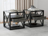 Set of 2 Modern End Table with Drawer - Nightstand for Bedroom Living Room, Rustic Wood Grain MDF W241P246927
