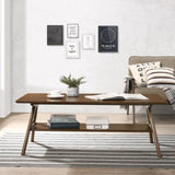 ZUN Arona Mid-Century Modern Wood Coffee Table with Shelf T2574P180521