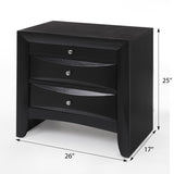 Black 2-Drawer Nightstand with Tray B062P209405