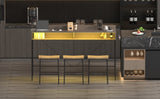 59 inch bar table, dining table, sofa table with power socket and LED light, 3 saddle stools, W2972P313230