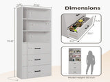 3-layer with 2 USB 2 plugs US standard 3 drawers Triamine board 60*23.5*180cm display cabinet white 52740664