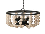 4 - Light Wood Chandelier, Hanging Light Fixture with Adjustable Chain for Kitchen Dining Room Foyer W2078138932