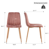 ZUN Indoor pink velvet dining chair, modern kitchen dining chair backrest, upholstered side chair W210P184210