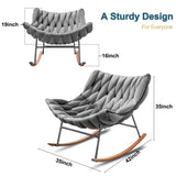 Outdoor Rocking Chair, Patio Egg Rocking Chair, Indoor Papasan Rattan Wicker Lounge Chair for Patio, 87826856