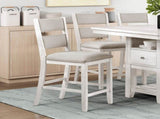 Modern Farmhouse Counter Height Chairs Set of 2 Antique White Finish Upholstered Seat Back Dining B011P416552