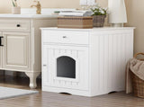 Wooden Pet House Cat Litter Box Enclosure with Drawer, Side Table, Indoor Pet Crate, Cat Home 05708744