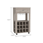 ZUN Ambler 1-Drawer 12-Bottle Wine Cabinet Light Grey B06279975