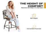 Outdoor Swivel Bar Stools Set of 2, Cast Aluminum Patio Bar Height, All-Weather Bar Dining 52885798
