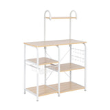 ZUN Light Beige Kitchen Baker's Rack Utility Storage Shelf 35.5" Microwave Stand 4-Tier 3-Tier Shelf for 89863865