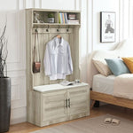 ZUN Wood Coat Rack, Storage Shoe Cabinet, with Clothes Hook, with Sponge Pad Product, Multiple Storage 67234760